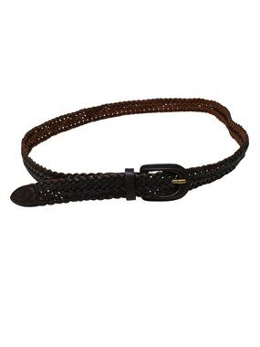 Liz Claiborne Medium Belt Womens Woven Leather & Brass Buckle #I-7